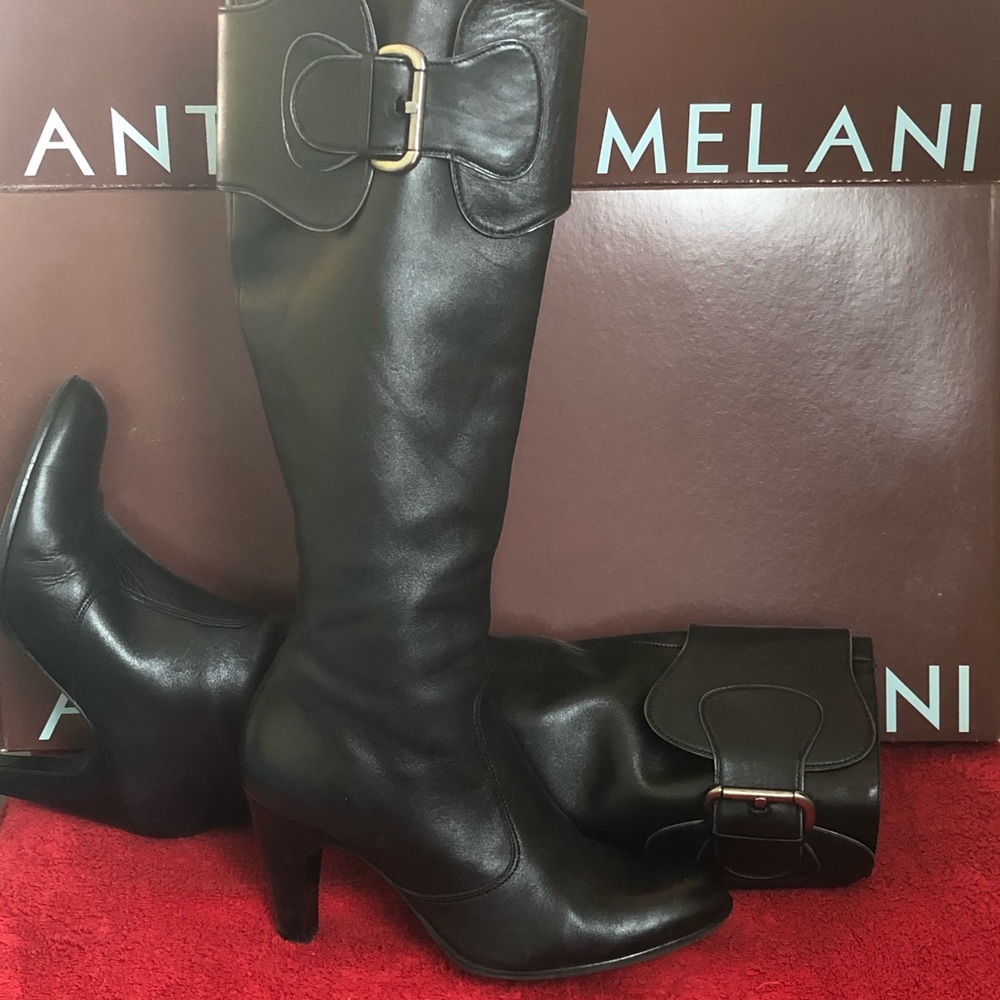 Knee High Leather Buckle Boots